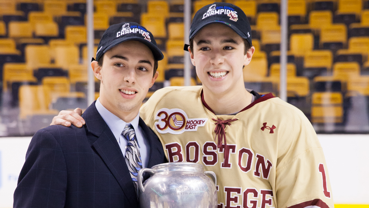 Boston College honours Gaudreaus, Voce in emotional home opener