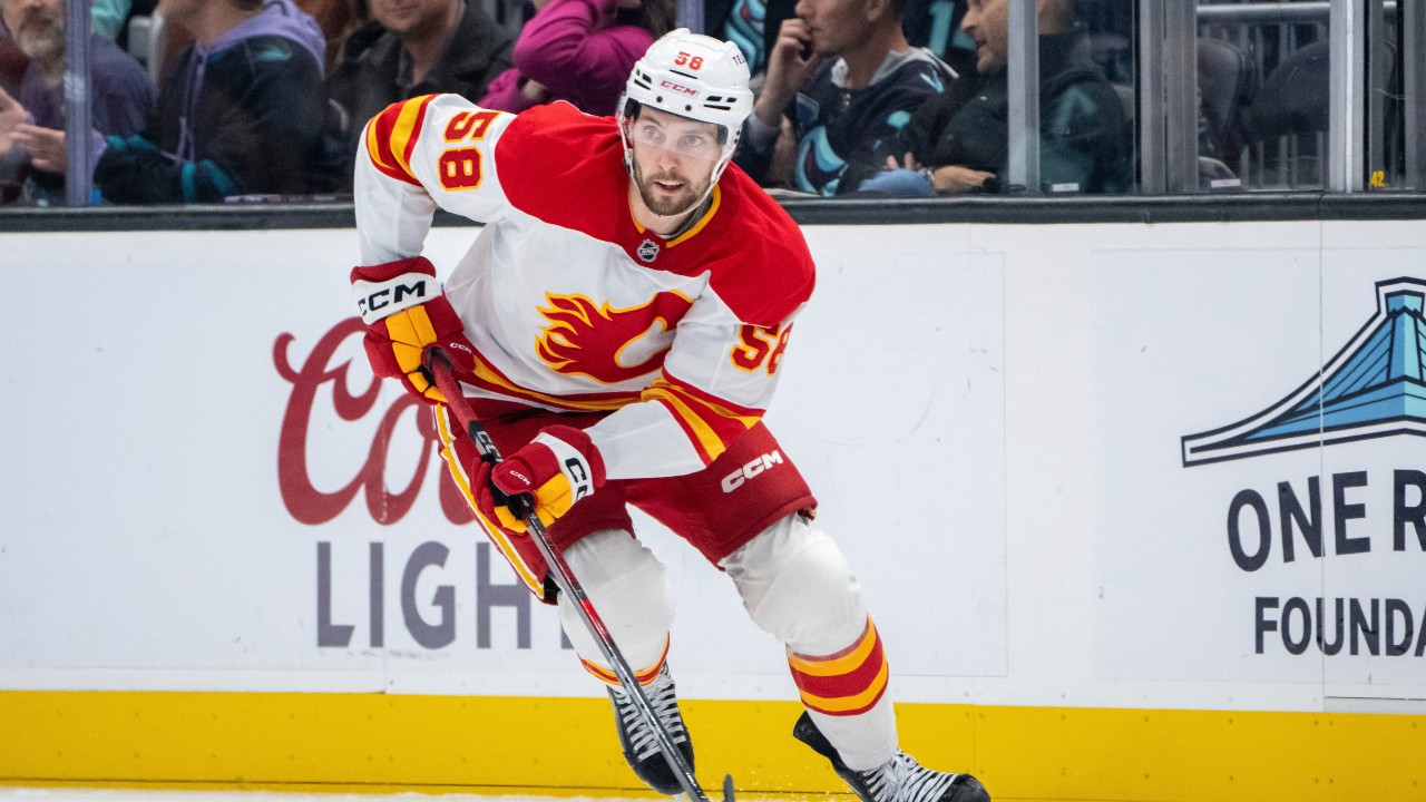 Flames’ Justin Kirkland to miss game vs. Penguins with lower-body injury