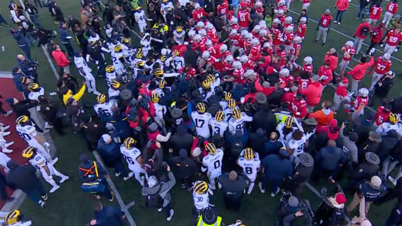 Post-game brawl breaks out after Michigan upsets Ohio State