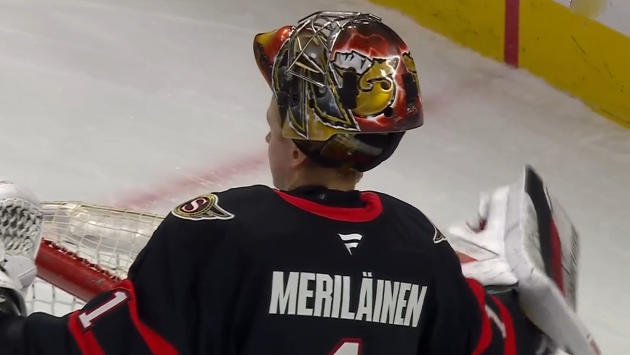 Senators’ Meriläinen  makes unreal glove save to rob Bruins’ Poitras